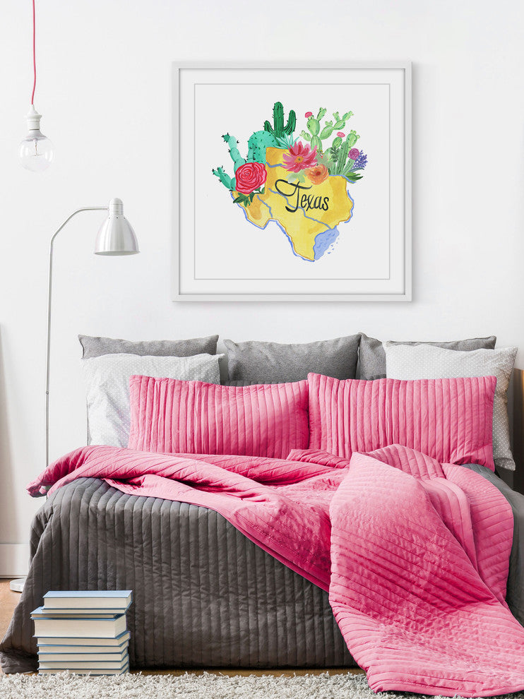 "Flowering Texas" Framed Painting Print, 12x12