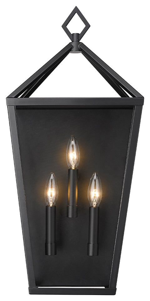 3 Light 24" Powder Coat Black Outdoor