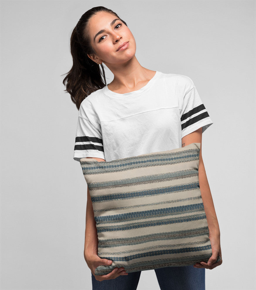 Plutus Blue Lanes Stripe Luxury Throw Pillow, 12"x20"