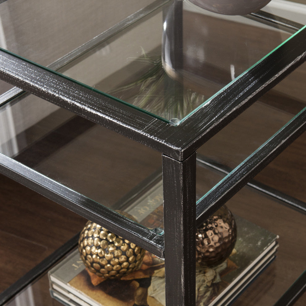 Guthrie Metal End Table, Distressed Black