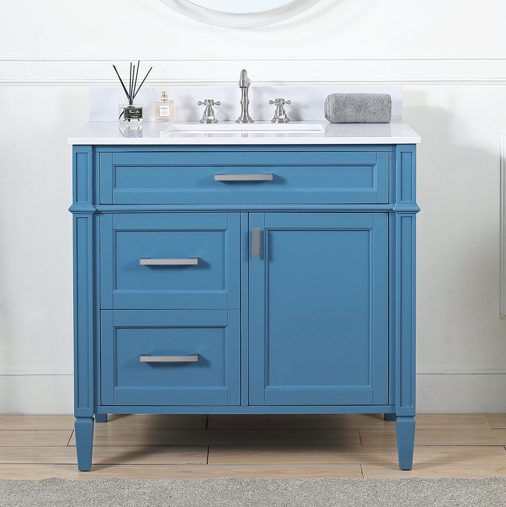 36" Tennant Brand Durand Modern Teal Blue Bathroom Sink Vanity