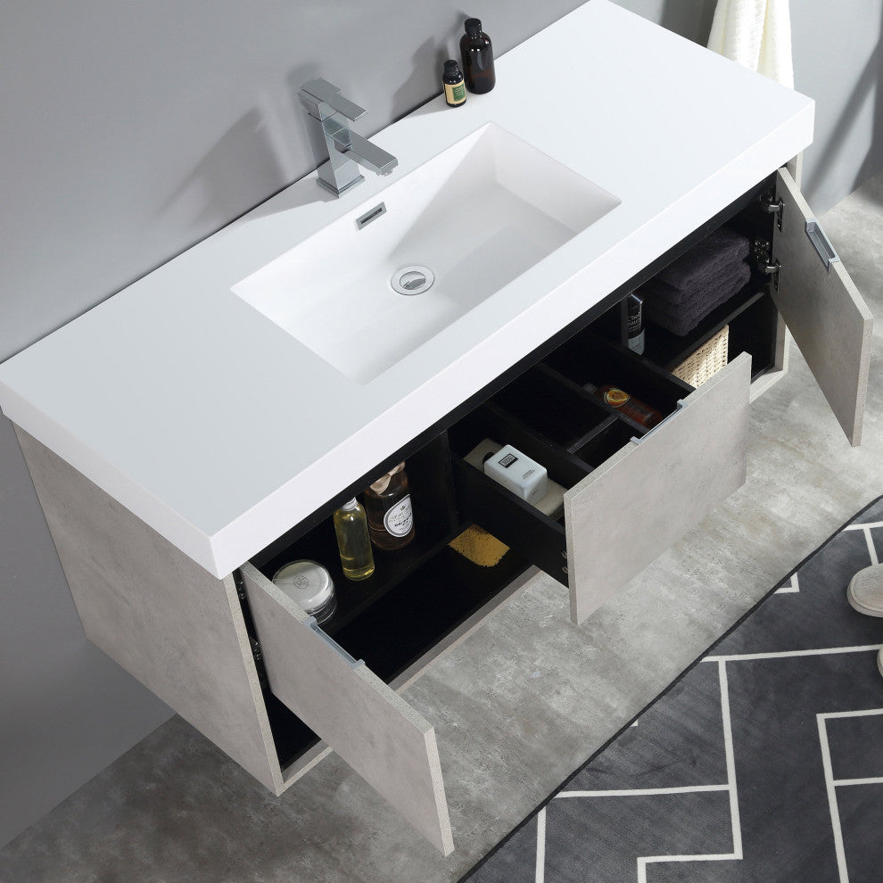 Dowell 18" FTB Resin Bathroom Vanity Basin, White, 48wx18dx6h Single