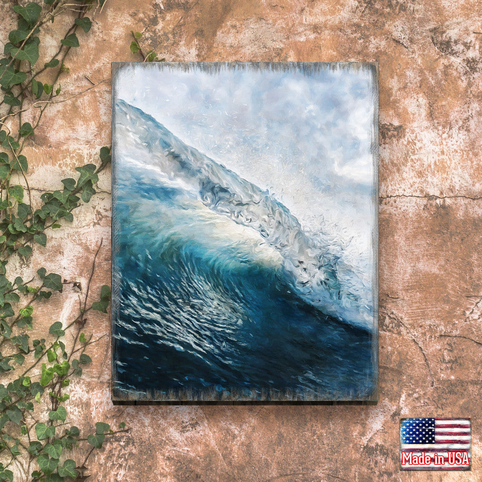 Ocean Wave Art Wooden Wall Art, Small 12x9