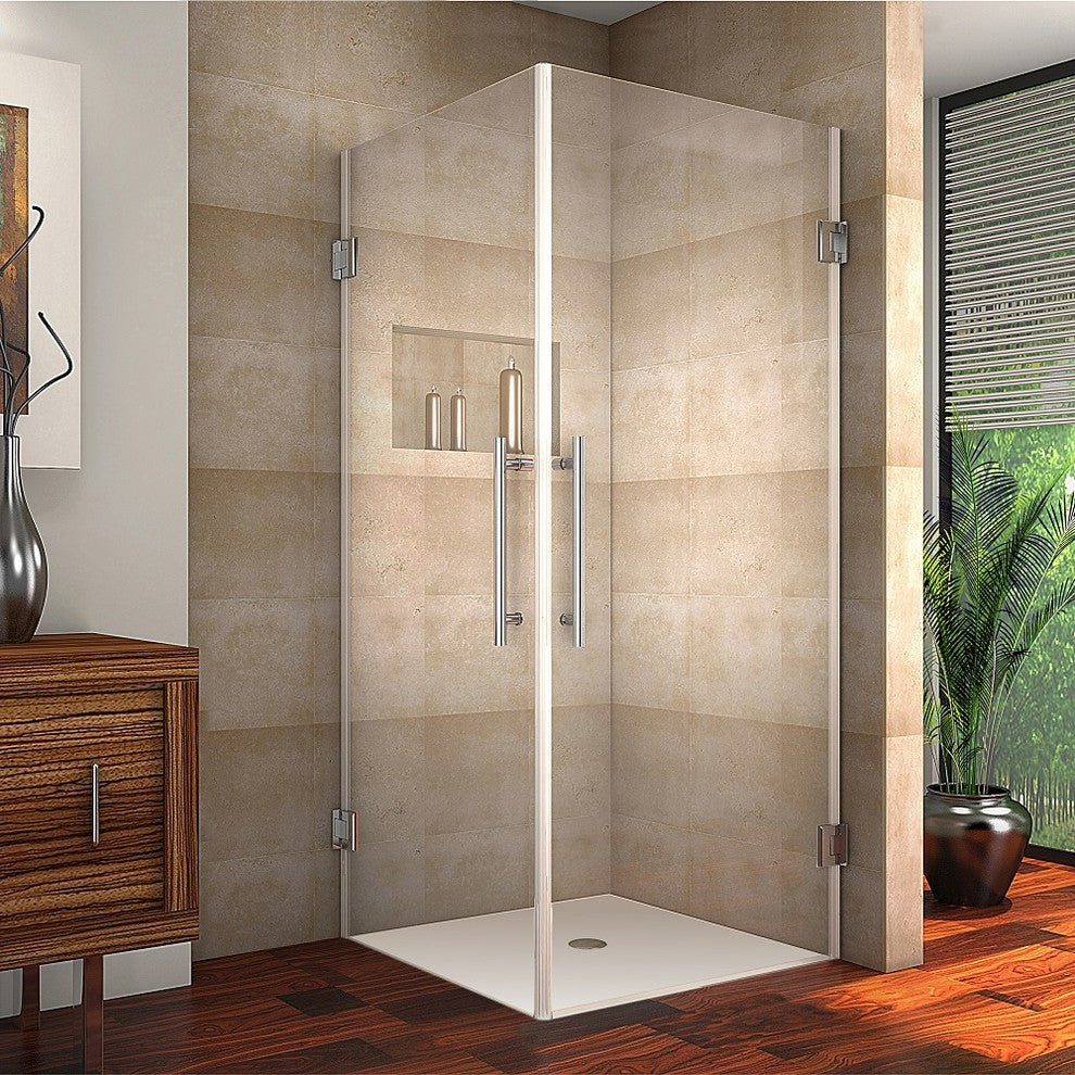 Aston Vanora 32"x32"x72" Completely Frameless Square Shower Enclosure, Stainless