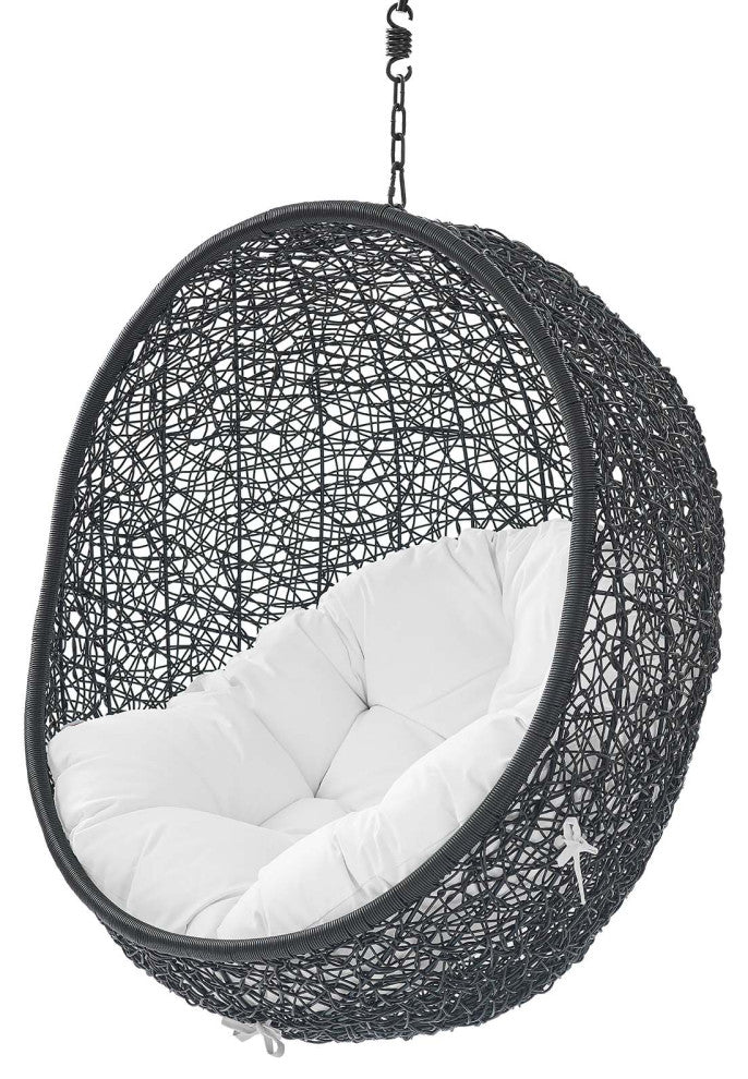 Swing Lounge Chair, Black White, Outdoor Patio Balcony Cafe Bistro Garden