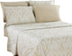 6 Piece: Luxury Paisley Printed Bed Sheet set, Twin 4 Piece, Ivory, Queen
