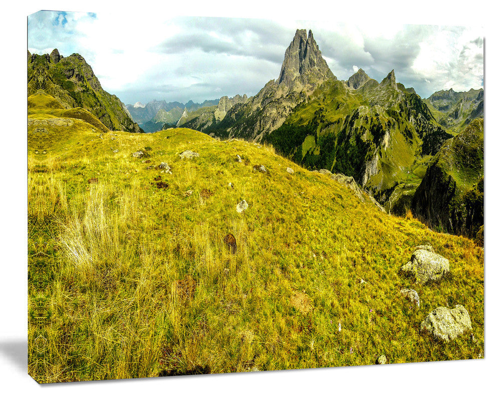Bright Green Mountain Panorama, Landscape Canvas Art Print, 40"x30"