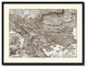 Balkans, Hungary, Rumania, Old Sepia Map Print On Canvas With Frame, 28" X 37"