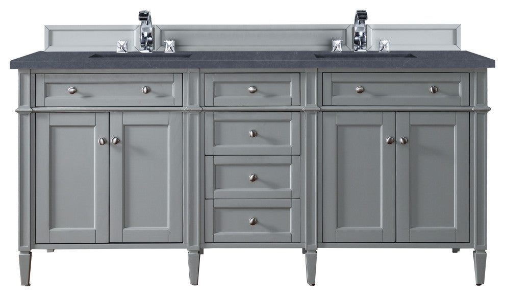 Brittany 72" Urban Gray Double Vanity, Charcoal Soapstone Quartz
