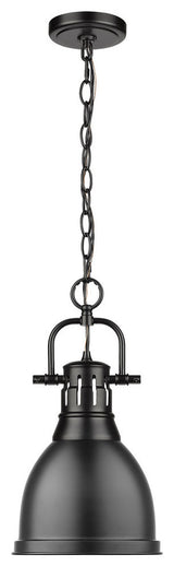 Duncan Small Pendant, Chain, Black Black With A Matte Black Shade