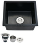 18"Lx16" W Quartz Bar Sink with Basket Strainer Matte Black
