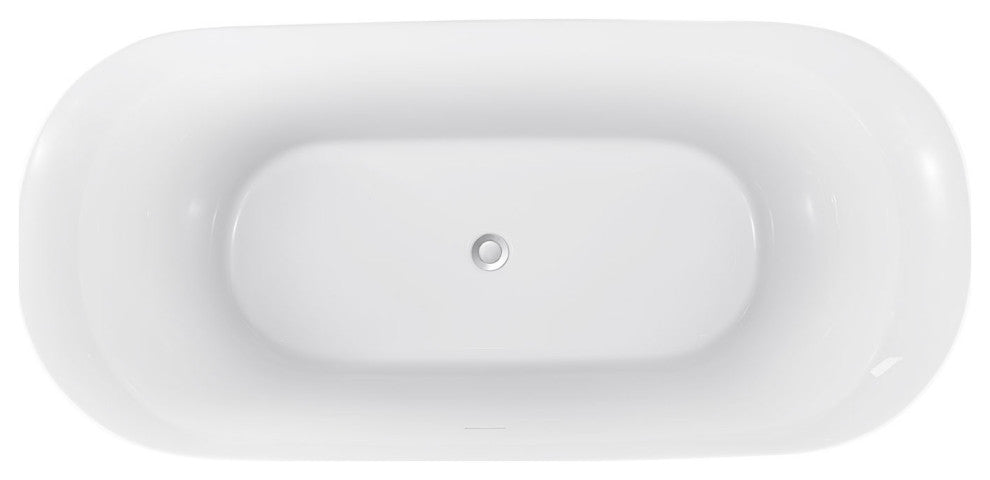 59" Acrylic Freestanding Double Slipper Soaking Bathtub, White