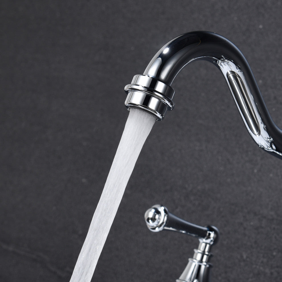 Wellfor Dual Handles Kitchen Sink Faucet With Pull-Out Side Spray
