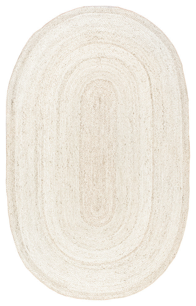 Nuloom Rigo Hand Woven Farmhouse Jute Area Rug, Off White 2'3"x4'Oval