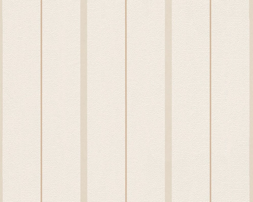 Best of Vlies, Floral Patterns Modern Classic Stripes Cream Wallpaper Roll