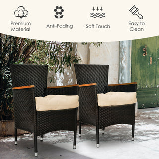 Costway 2PCS 21'' x 21'' Patio Chair Seat Cushion Pads Indoor/Outdoor Beige