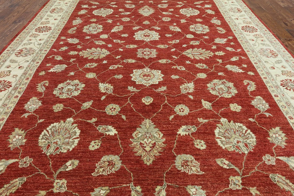 9'x12' Traditional Oushak Style Hand Knotted Peshawar Rug, W2513