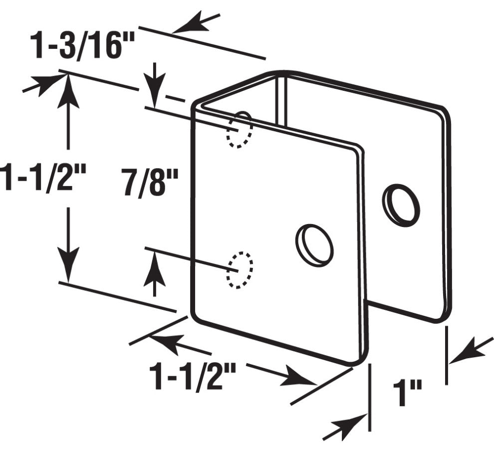 U-Bracket, For 1" Panels, Stainless Steel, Satin Finish, T-27 Torx