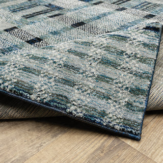 Aegina Distressed Plaid Area Rug, Blue, 3'3" X 5'2"