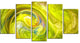 Yellow Fractal Abstract Illustration, Abstract Canvas Print, 60"x32", 5 Panels