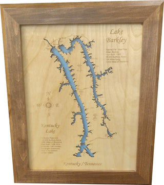 Lake Barkley, Kentucky, Kentucky Lake, Tennessee-Wood Lake Map, Small Framed