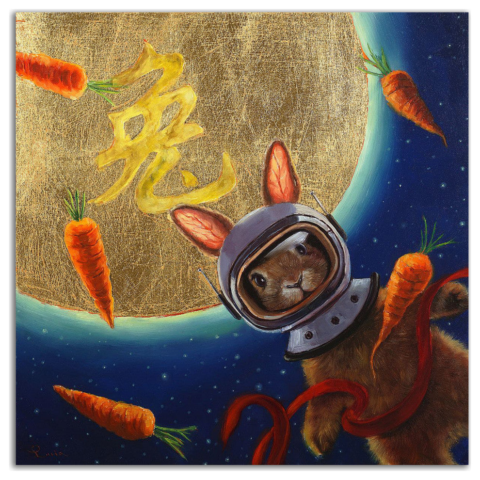 "Journey to the Moon" by Lucia Heffernan, Print on Canvas, 18"x18"