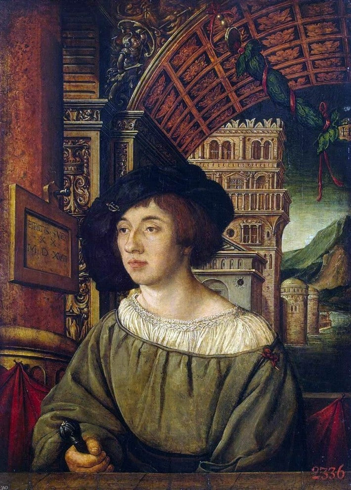 Ambrosius Holbein Portrait of a Young Man, Gallery Wrapped Canvas, 18"x27"