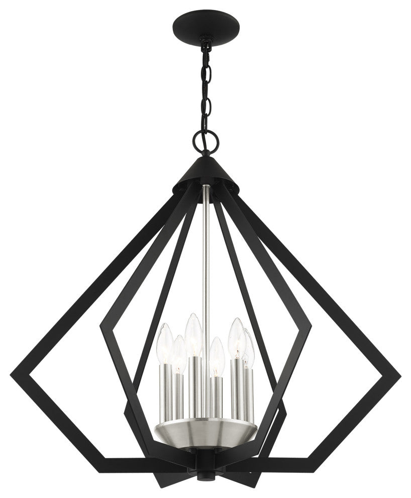 Black With Brushed Nickel Cluster Modern Chandelier