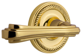 Rope Rose With Fleur Lever, Polished Brass, Right-Handed