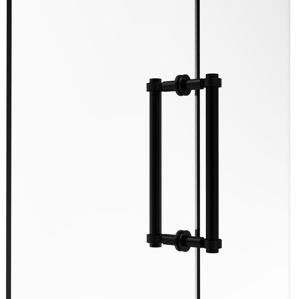Contemporary 12" Grooved Accent Back to Back Shower Door Pull, Matte Black