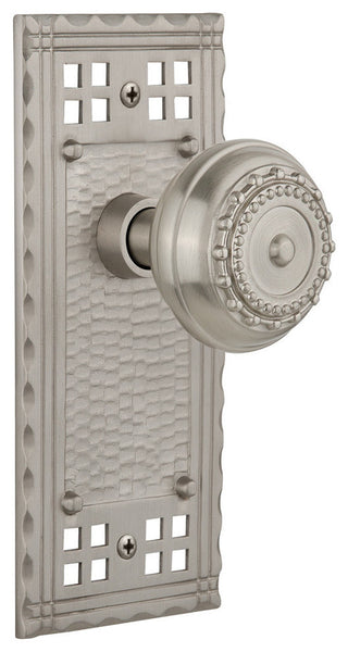Craftsman Plate Privacy Meadows Knob, Satin Nickel