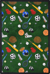 Games People Play Rug, Multi-Sport, 3'10"x5'4", Green