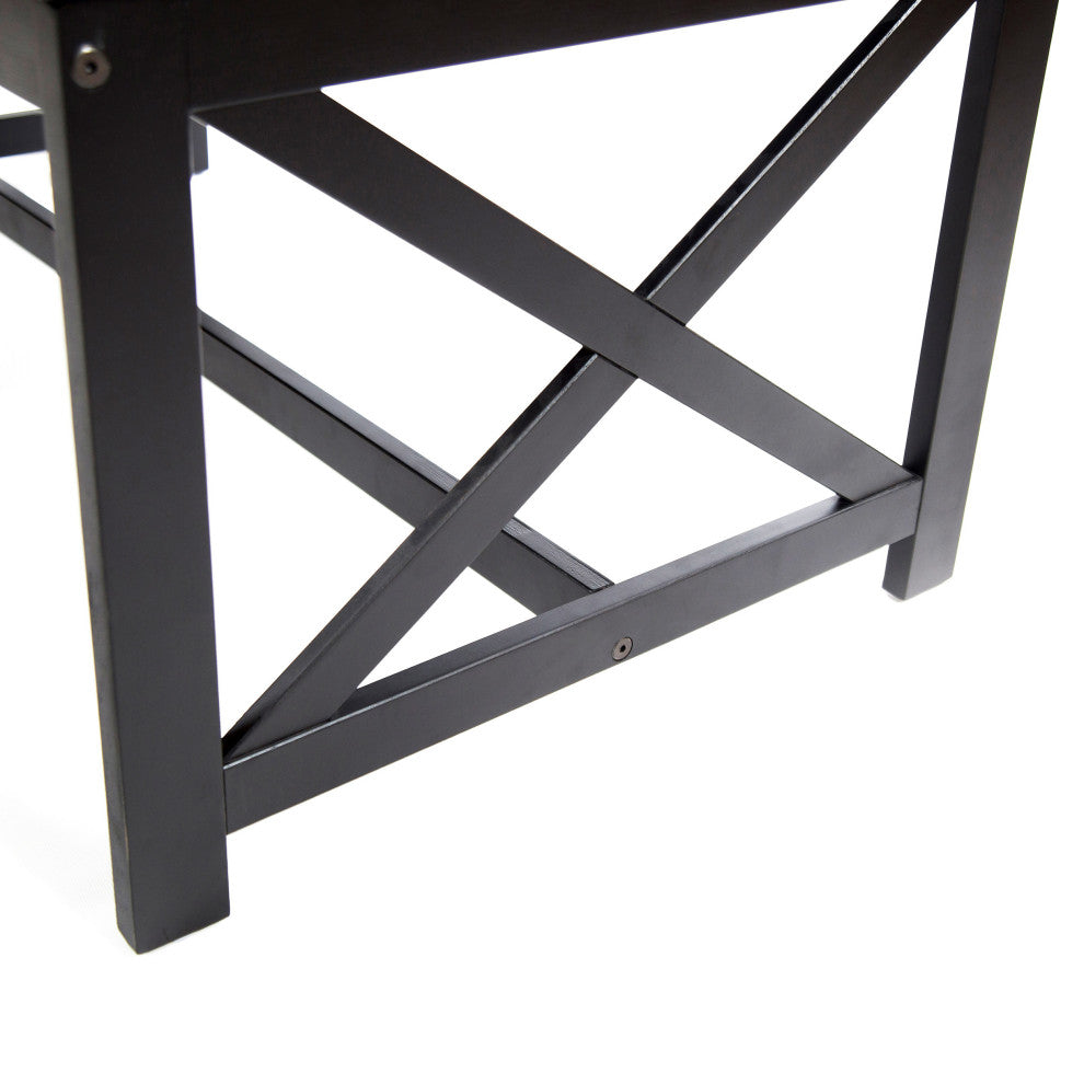 GDF Studio Newman Indoor Farmhouse Finished Acacia Wood Coffee Table, Black