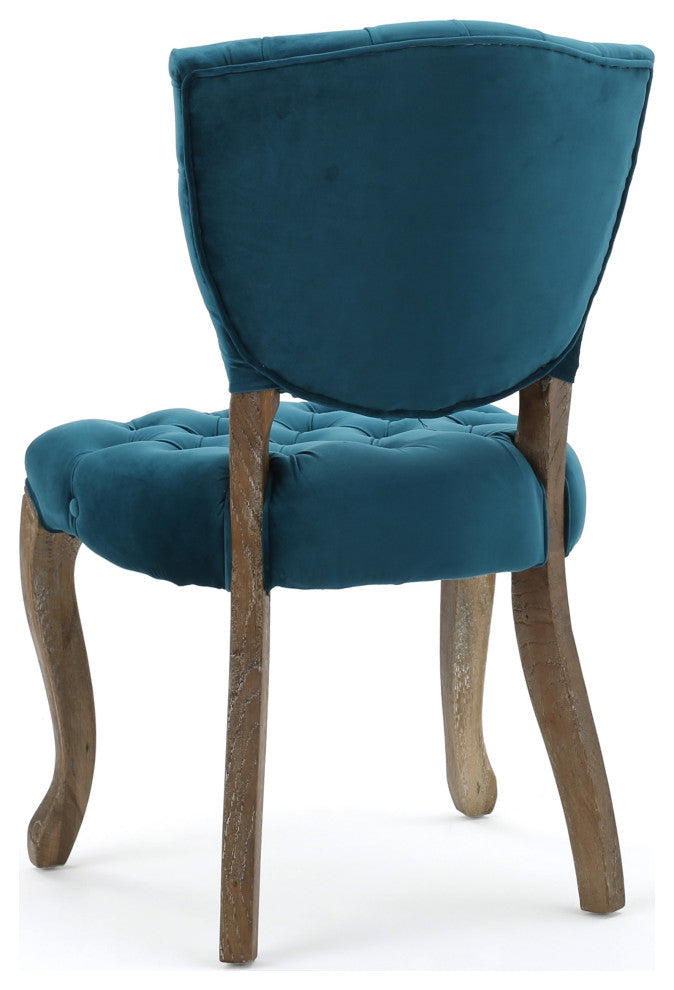 GDF Studio Elizabeth Tufted New Velvet Fabric Dining Chairs, Set of 2, Dark Teal