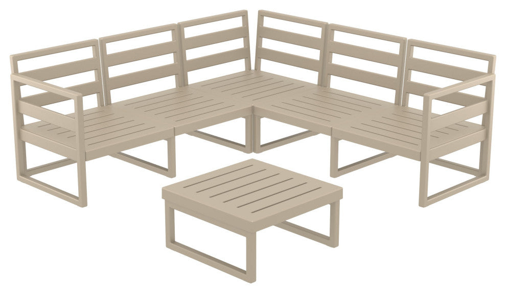 Mykonos Corner 5-Person Sectional Set Taupe, Acrylic Fabric Taupe Cushion