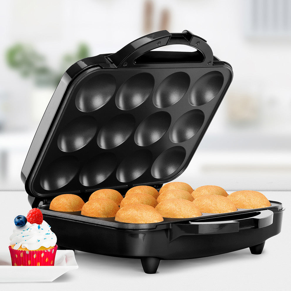Holstein Housewares Cupcake Maker, 12 Full Size Muffins, Cinnamon Buns, and more, Black