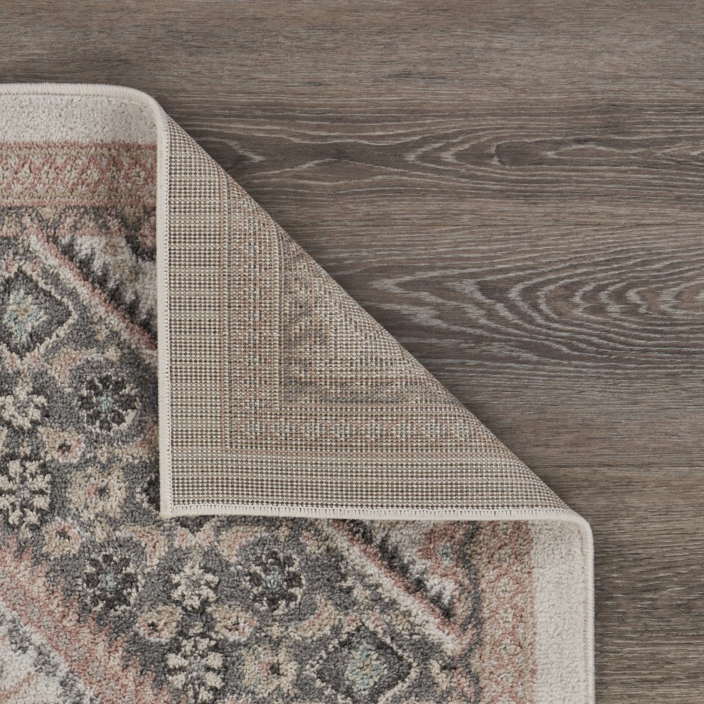 8" x 10" Gray and Blush Traditional Area Rug