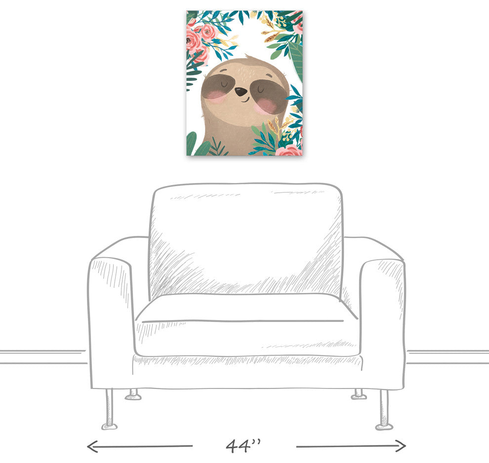 Bashful Sloth 16x20 Canvas Wall Art