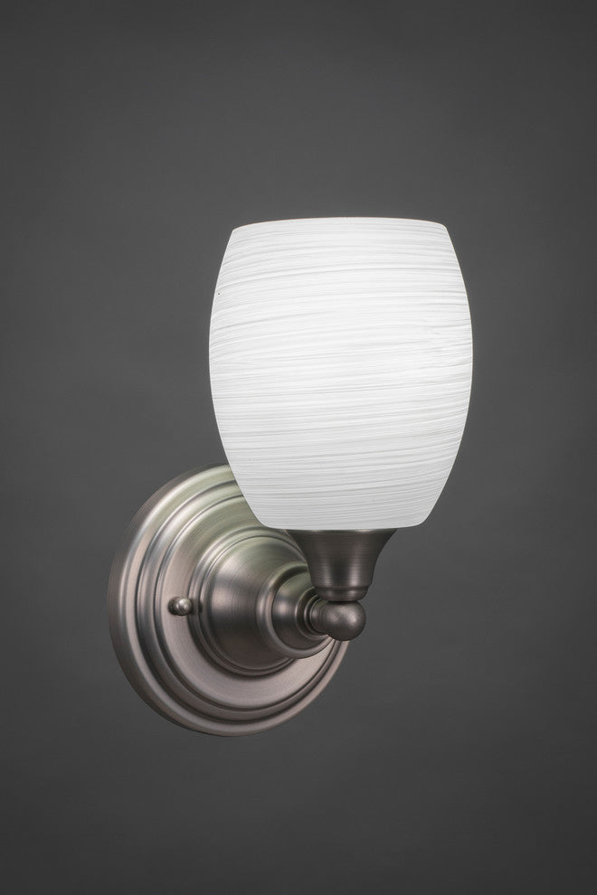 1-Light Wall Sconce, Brushed Nickel/White Linen