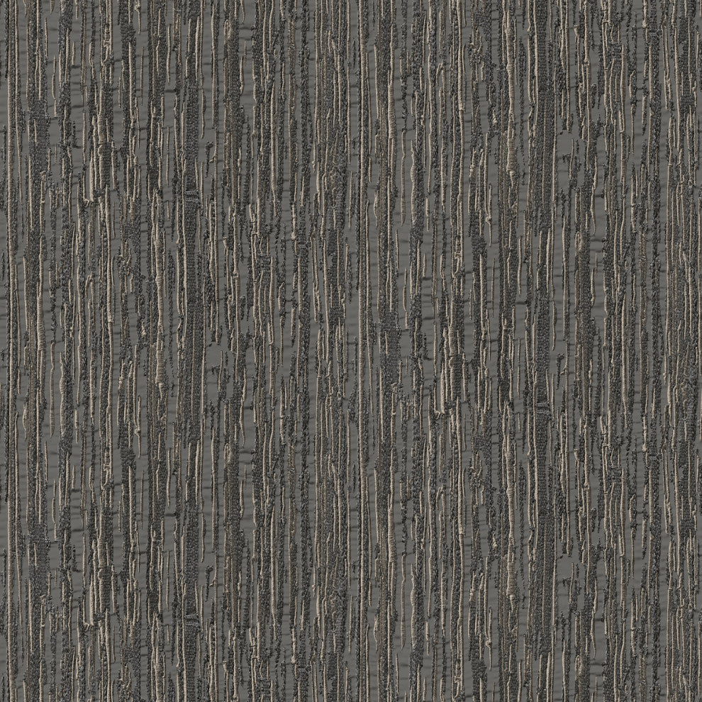 Textured Wallpaper, Grasscloth Stripes, Black Metallic Silver, Sample