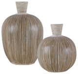 Uttermost Islander White Washed Vases, 2-Piece Set