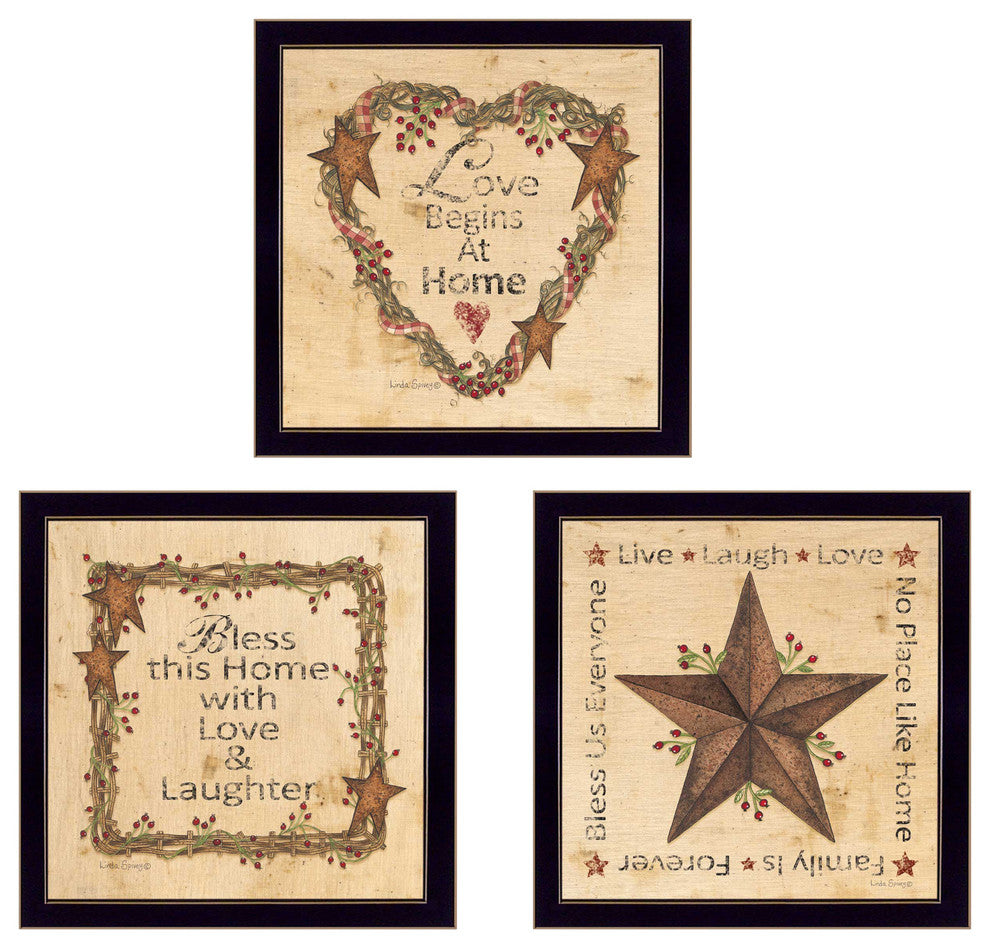 "Love Begins at Home" Collection By Linda Spivey, Printed Wall Art, Black Frame