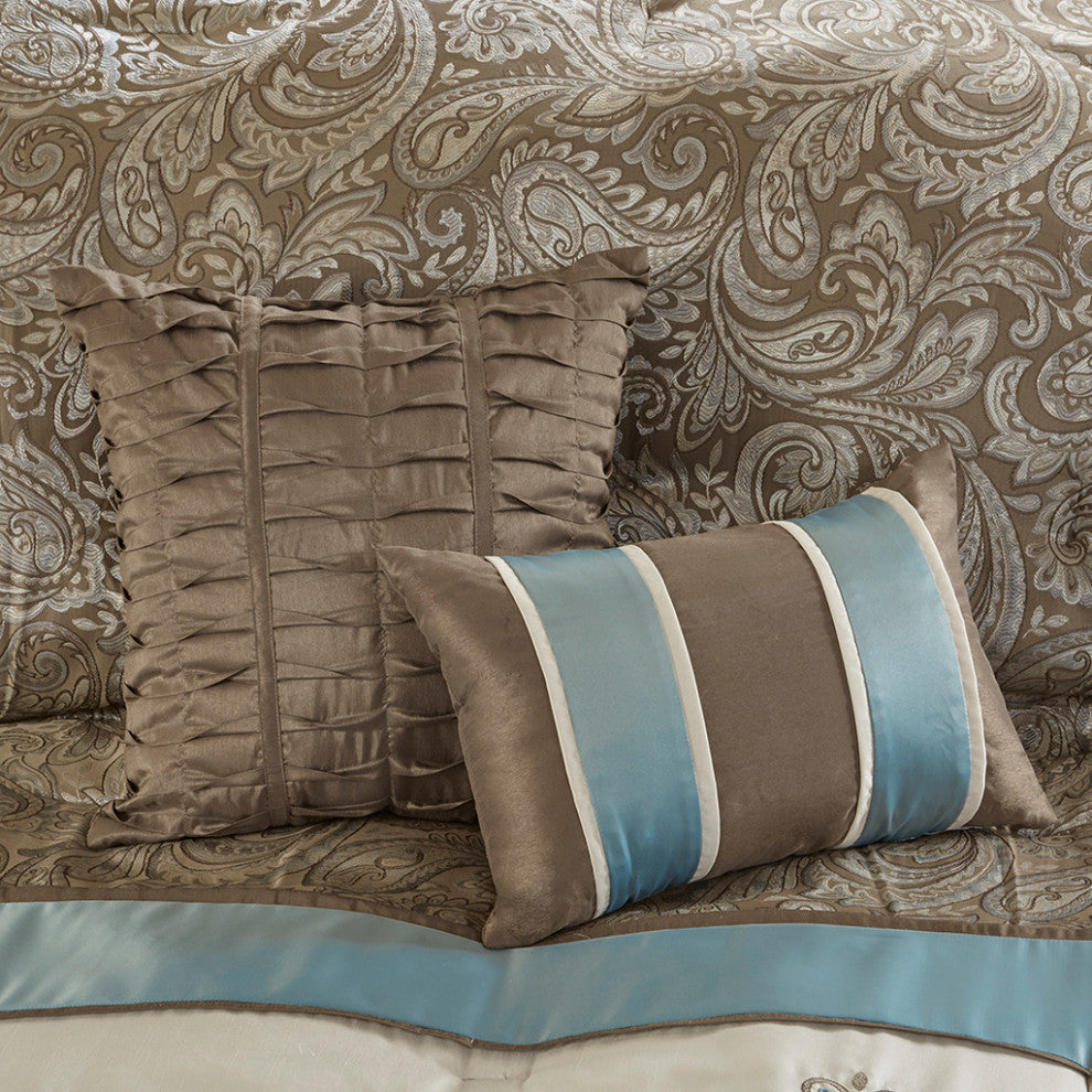 Madison Park Caroline Jacquard 7 Piece Comforter Set in Blue