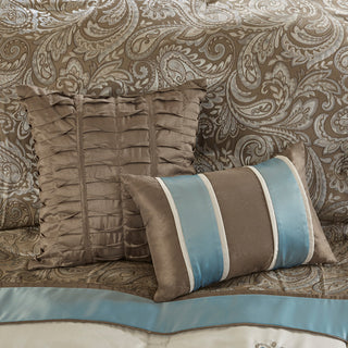 Madison Park Caroline Jacquard 7 Piece Comforter Set in Blue