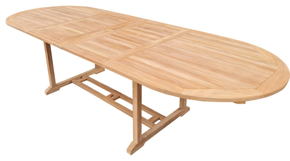 Teak Wood Santa Cruz Oval Double Extension Dining Table, 78 to 118"