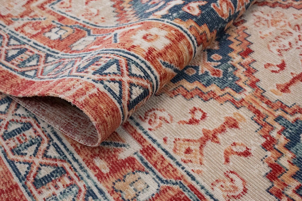 Noori Rug Low-Pile Jerald Red/Blue Rug