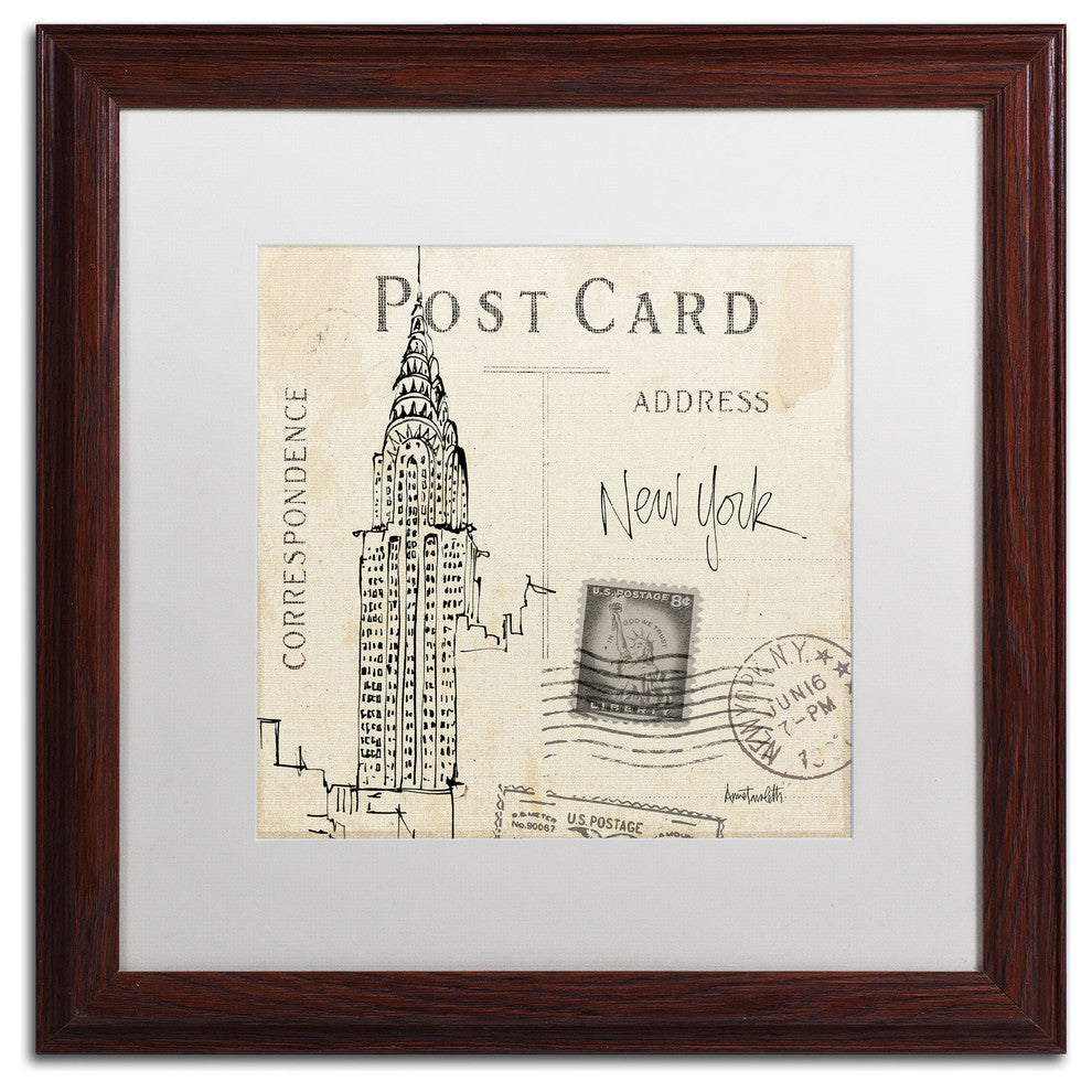 'Postcard Sketches I' Matted Framed Canvas Art by Anne Tavoletti