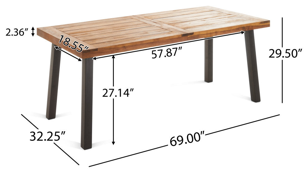DeSoto 7-Piece Teak Finish Acacia Wood Patio Dining Set