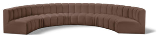 Arc Vegan Leather Upholstered 8-Pc. Inward Curved Modular Sectional, Brown