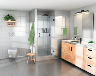 78"x30.375-30.75" Frameless Shower Door, Enduroshield Technology, Matte Black